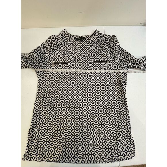 Adrienne Vittadini women’s 3/4 sleeve blouse small navy and white - Picture 3 of 7